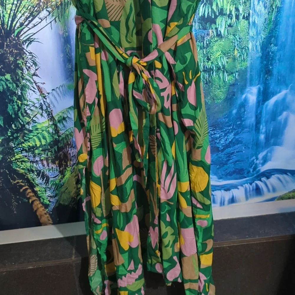 Monkl Jungle Tropical Caftan Vacation Dress New M/L Large - Picture 2 of 6
